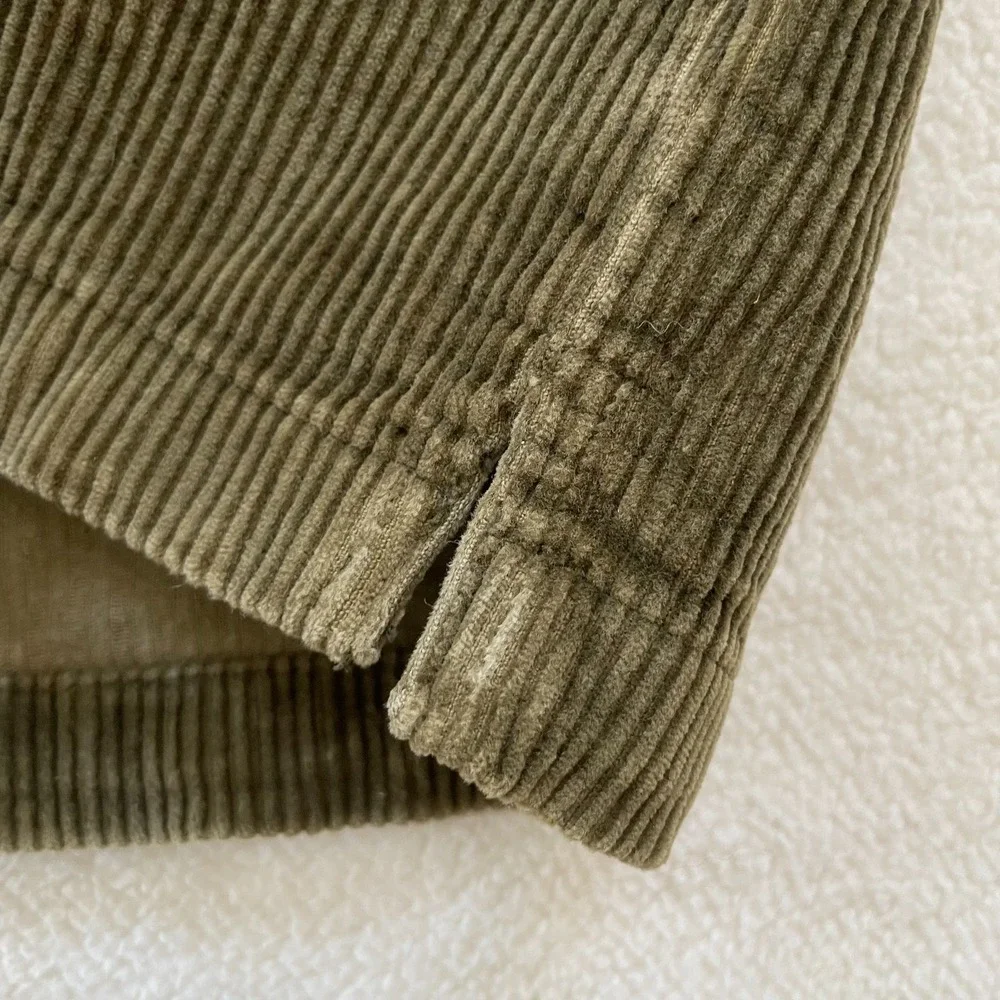 Vintage 90s Canyon River Blues Mens Medium Shirt Jacket Olive Green Corduroy Zip